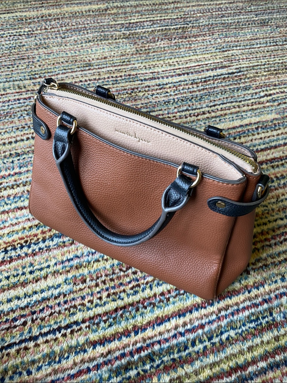 nanette lepore Two-Tone Pebbled Faux Leather Satchel